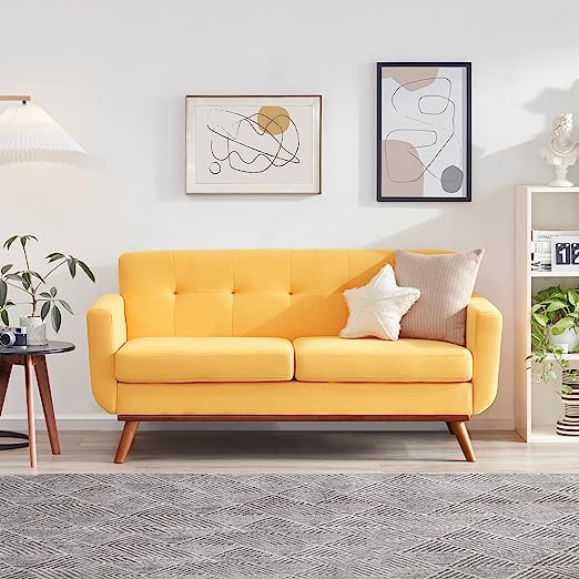 Tbfit 65" W Loveseat Sofa, Mid Century Modern Decor Love Seat