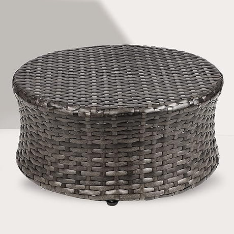 Patio Ottoman Wide Wicker Footstools, Outdoor Small Rattan Table