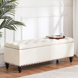 Button-Tufted Ottoman with Storage in Upholstered Fabrics