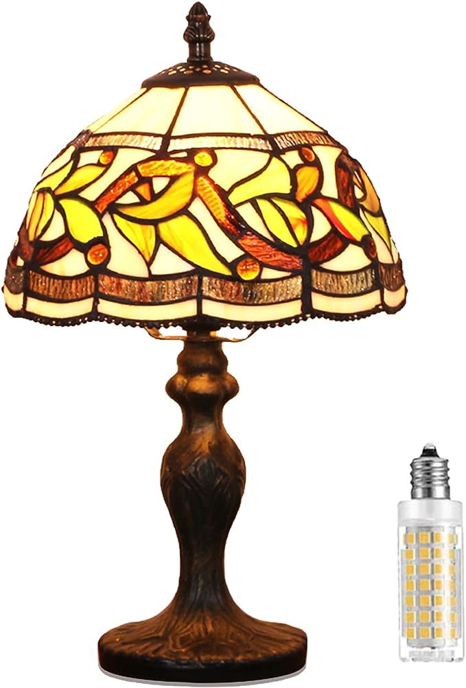 Tiffany Table Lamp Stained Glass Crystal Bead Style Table Light