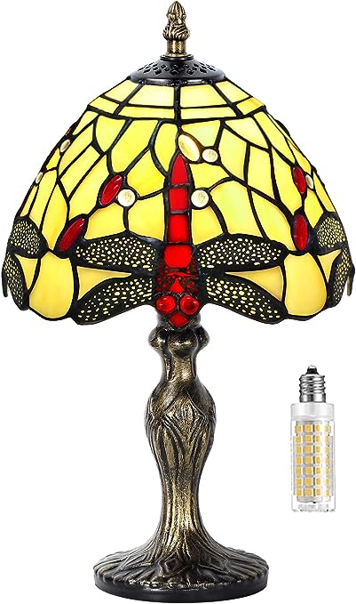 Tiffany Table Lamp Stained Glass Crystal Bead Style Table Light