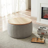 Modern Round Storage Ottoman with Wooden Lid