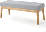 Saxon Fabric Bench, Light Grey, 15.75” D x 43.50” W x 17.00” H