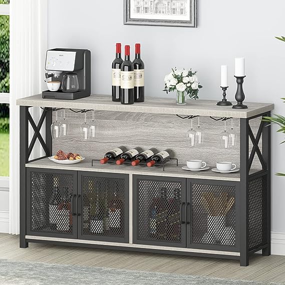 Wine Bar Cabinet, Industrial Sideboard Buffet Cabinet, Coffee Bar Cabinet