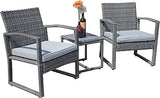 3 Pieces Outdoor Patio Furniture Set, Wicker Conversation Set, Rattan Chair Set