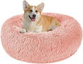 Calming Dog Cat Donut Bed - 23.6" Washable Fluffy Plush Dog Beds