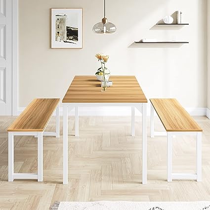 45" Dining Table Set for 4, 3-Pieces Kitchen & Dining Room Sets