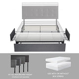 Metal bed frame with reinforced slats for durability and support.