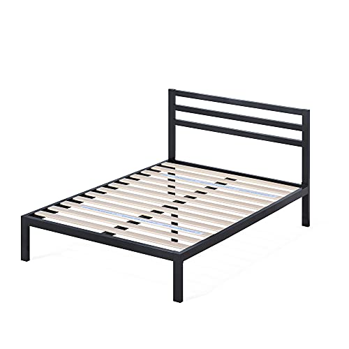 Minimalist Queen Bed Frame with Wood Slat Support
