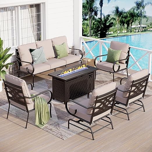 Oversized Patio Furniture Set with Fire Pit Table