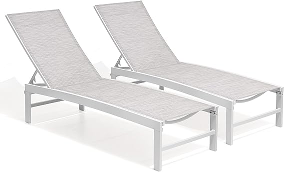 Aluminum Adjustable Chaise Lounge Chair  Five-Position Recliner