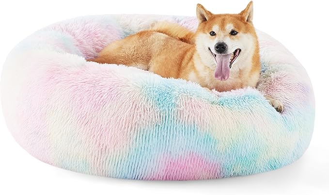 Calming Dog Bed for Medium Dogs - Donut Washable Medium Pet Bed