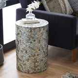 Mother of Pearl Handmade Accent Table, 13" x 13" x 19"