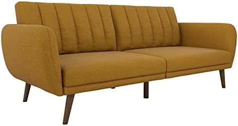 Brittany Futon, Convertible Sofa & Couch, Camel Faux Leather Sofas