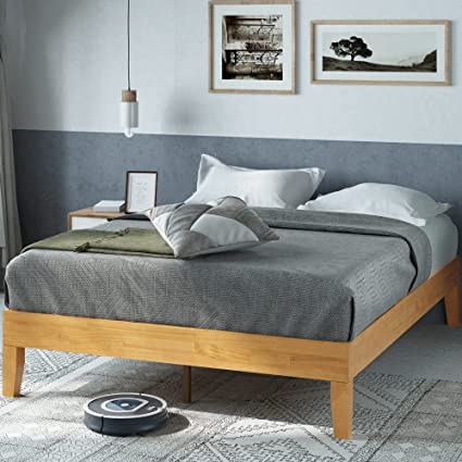 Vivek Deluxe Wood Platform Bed Frame with Headboard