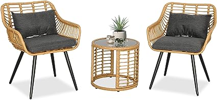 3 Pieces Outdoor Furniture Resin Patio Set Bistro Set Outdoor Conversation Set