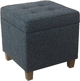 Leatherette Tufted Square Storage Ottoman with Hinged Lid