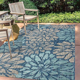 SMB110B-8 Zinnia Modern Floral Textured Weave Indoor Outdoor Area-Rug