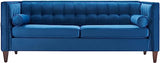 78'' W Velvet Sofa, Mid-Century Love Seats Sofa Furniture with Bolster Pillows)