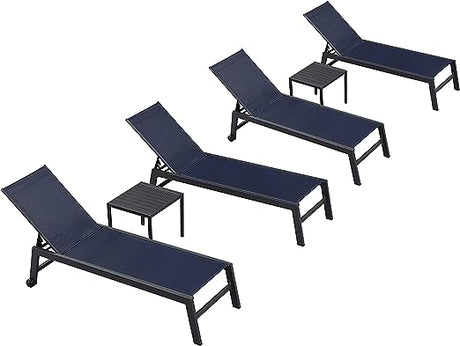 Patio Chaise Lounge Set 4 Pieces Aluminum Outdoor Lounge Chairs