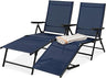 Set of 2 Outdoor Patio Chaise  Chair  Reclining Folding Pool Lounger