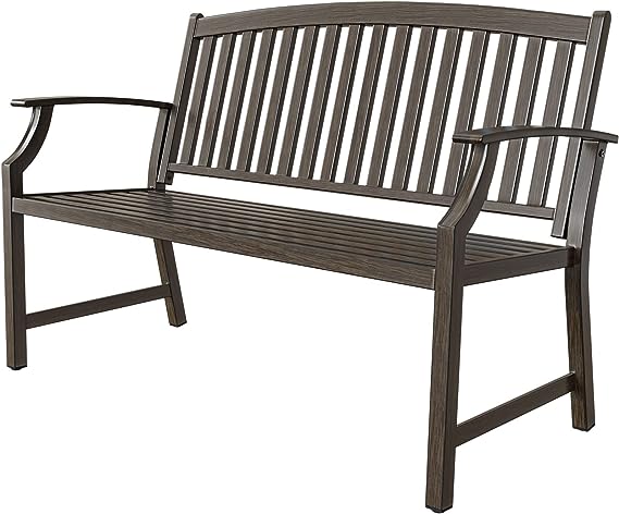 Garden Bench, Outdoor Benches with Anti-Rust Aluminum Steel Metal Frame