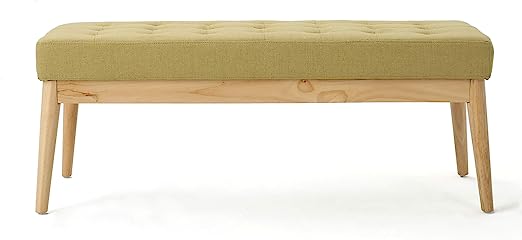 Saxon Fabric Bench, Light Grey, 15.75” D x 43.50” W x 17.00” H