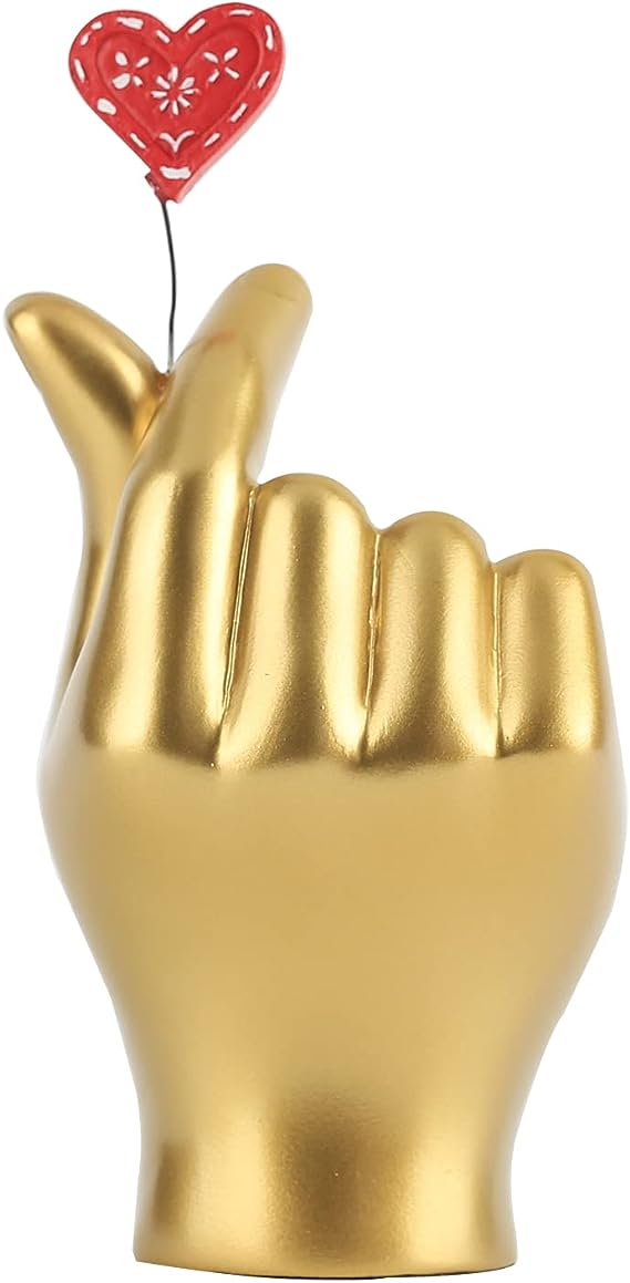 Golden Gesture Decoration, Love Finger Statue Modern, Modern Art Sculpture