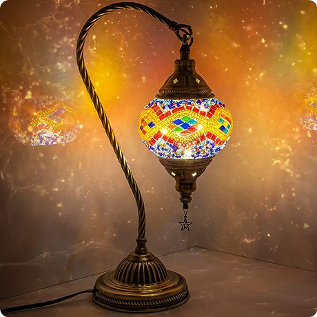 Turkish Moroccan Lamp with Bronze Base 3 Color Options Handmade