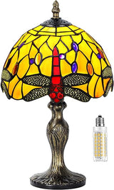 Tiffany Table Lamp Stained Glass Crystal Bead Style Table Light