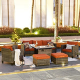 Back Outdoor Wicker Rattan Patio Sofa Sectional Set