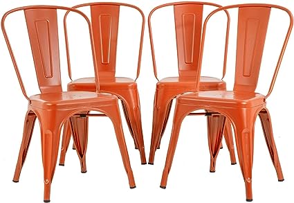 Metal Dining Chairs Set of 4 Indoor Outdoor Chairs Patio Chairs