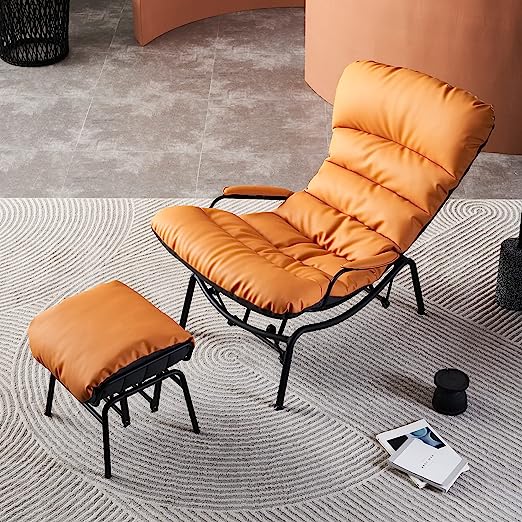 Living Room Accent Chair with Ottoman, Mid Century Modern Rocking Chair