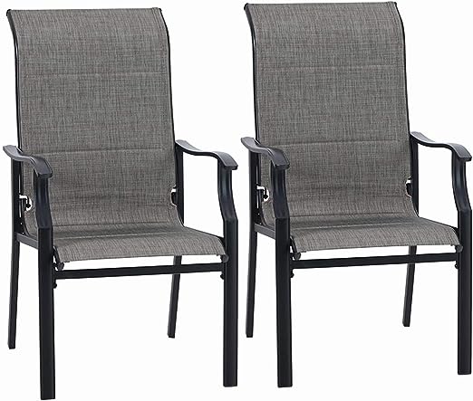 Outdoor Sling Dining Chair, 2 PCS Heavy Duty Spring Motion Patio Dining Chair