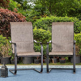 Outdoor Sling Dining Chair, 2 PCS Heavy Duty Spring Motion Patio Dining Chair