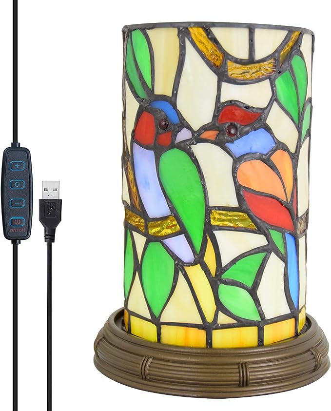 Small Tiffany Lamp for Bedrooms Ambient Table Nightstand Light Desk