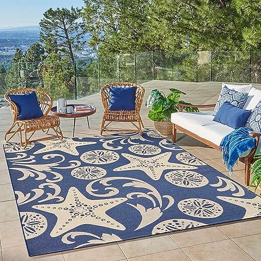 Indoor Outdoor Area Rug, Classic Flatweave, Washable, UV Resistant Carpet