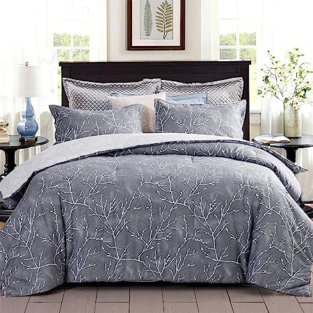 Floral Full Size Comforter Set, Sage Green Floral Bedding Cotton Comforter Set