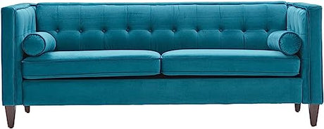 78'' W Velvet Sofa, Mid-Century Love Seats Sofa Furniture with Bolster Pillows)