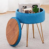 Cpintltr Velvet Storage Ottoman Round Footrest Stool Multifunctional Upholstered Ottoman