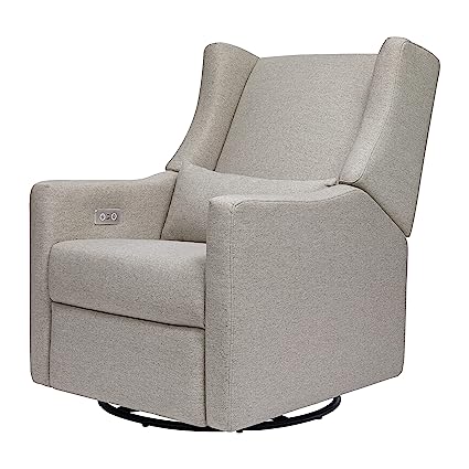 Kiwi Electronic Power Recliner and Swivel Glider with USB Port in Performance Cream Eco-Weave, Water Repellent & Stain Resistant