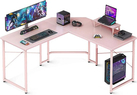 L Shaped Gaming Desk, 51 Inch Computer Desk with Monitor Stand