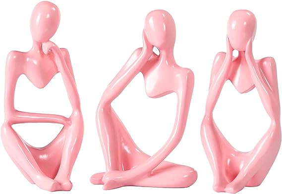 Thinker Statue Gold Decor Abstract Art Sculpture, Golden Resin Collectible Figurines