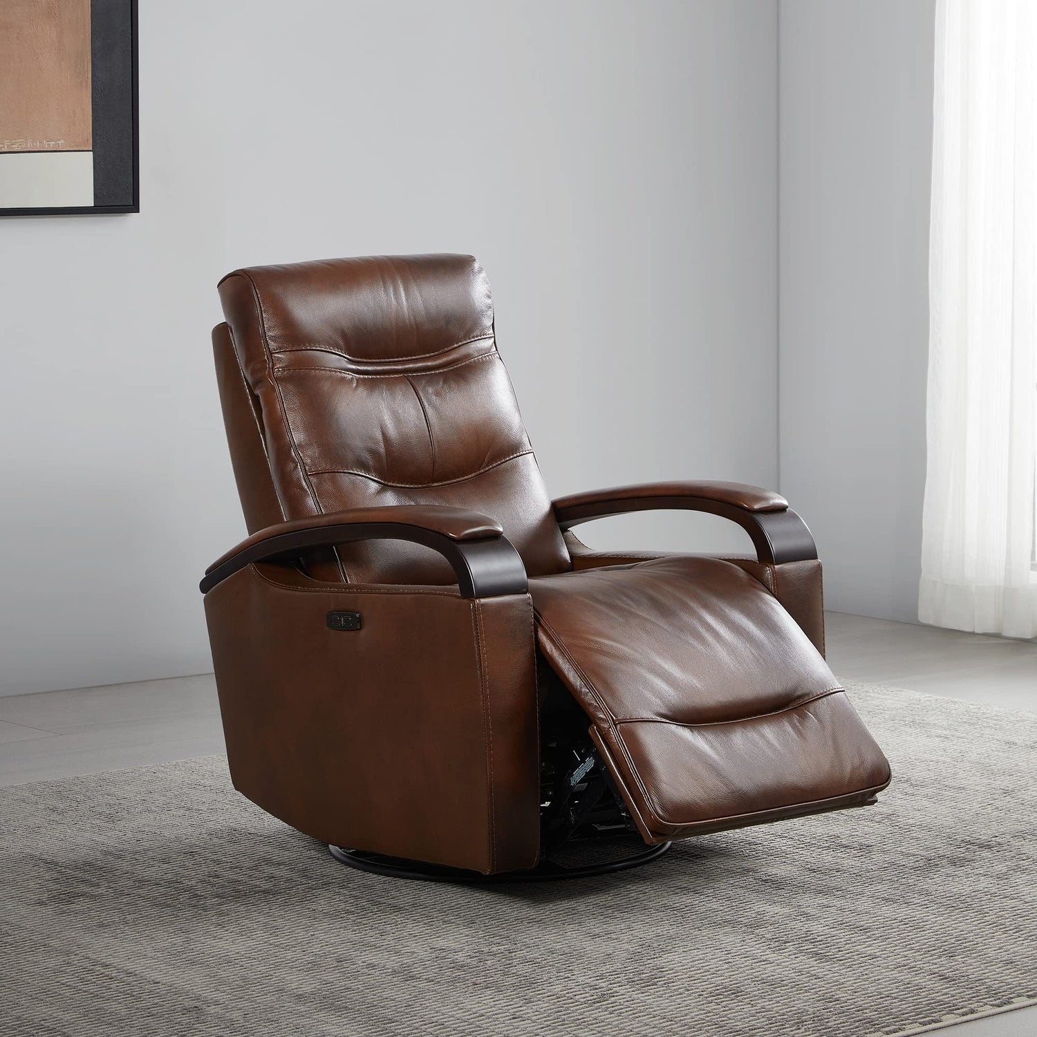 Power Recliner with USB and Tufted Back – Side Angle
