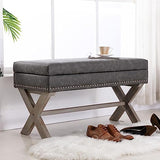 Bedroom Storage Ottoman Bench Fabric Upholstered Bed Bench Accent Hallway Bench