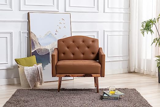 Modern Velvet Accent Chair, Living Room, Bedroom Leisure Single Sofa Chair (with Gold Metal feet)