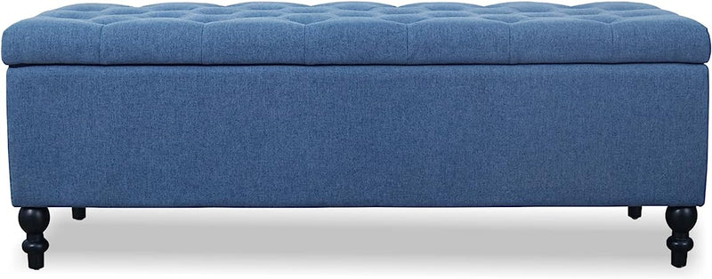 Storage Ottoman 50.2 Inches Upholstered Fabric Storage Ottoman Bench，Button Tufted Ottoman with Storage for Living Room，Bedroom End of Bed Bench Withstands 304lbs (Ivory)