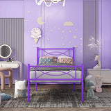 Pink Twin Bed Frame for Girls, Mattress Foundation Support with Headboard