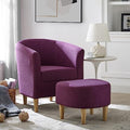 Modern Accent Chair, Upholstered Arm Chair Linen Fabric Single Sofa Chair with Ottoman Foot Rest