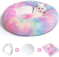 Calming Dog Bed - Anti Anxiety with Removable Cover - Cute Round Fluffy Plush Faux